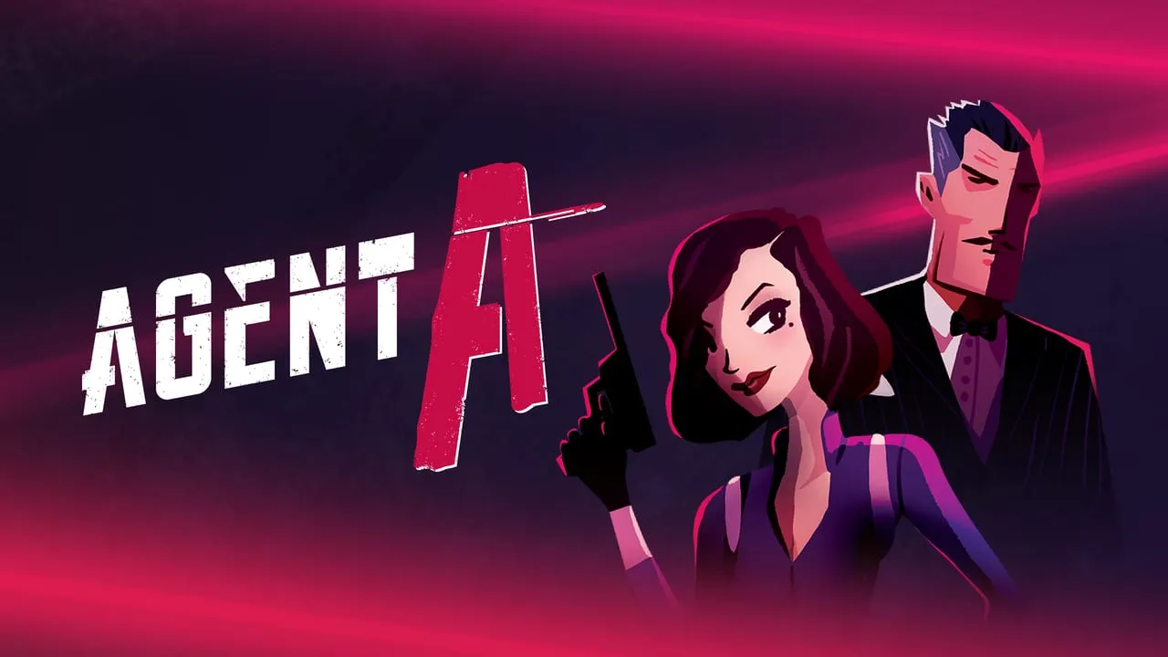 ภาพปกเกม Agent A สายลับหญิงถือปืนยืนคู่กับสายลับชายในชุดสูท